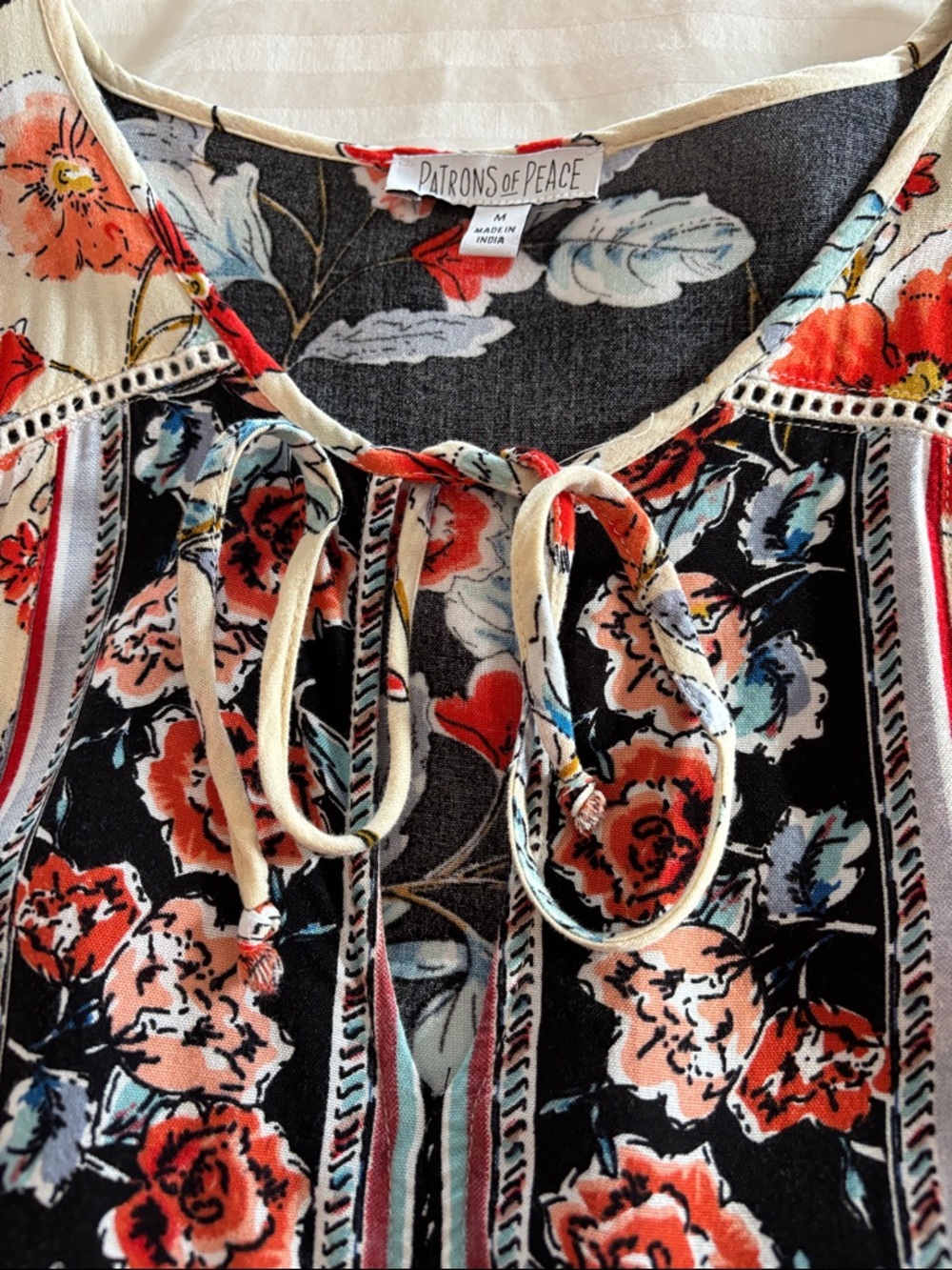 Patrons of Peace Floral Blouse — Cream, Red & Black - Picture 3 of 9